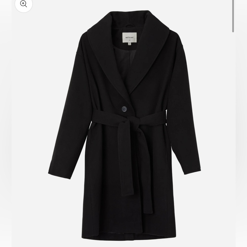 Matt & Nat’s SOHEE Vegan Black Coat. Size Medium.